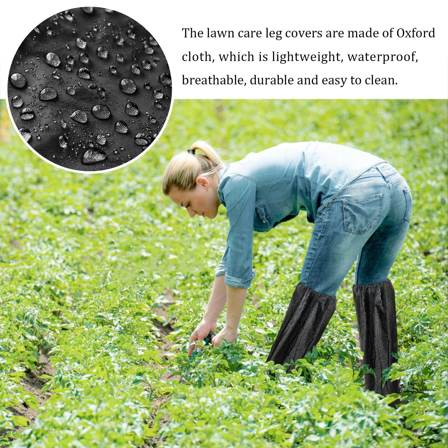 2 Pcs Lawn Care Leg Gaiters,Adjustable Leg Waterproof Hiking Gaiters for Snow,Garden Trimming Weed Eater Leg Chaps