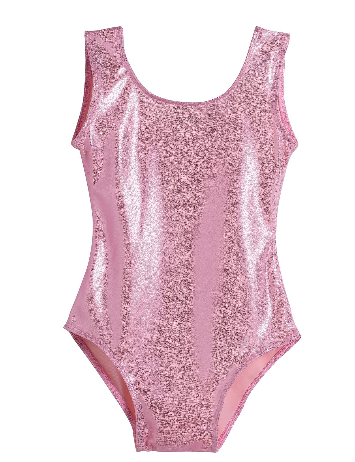Domusgo Gymnastics Leotards for Girls 8-9 Years Old Pink Sparkly One Piece Tumbling Outfits