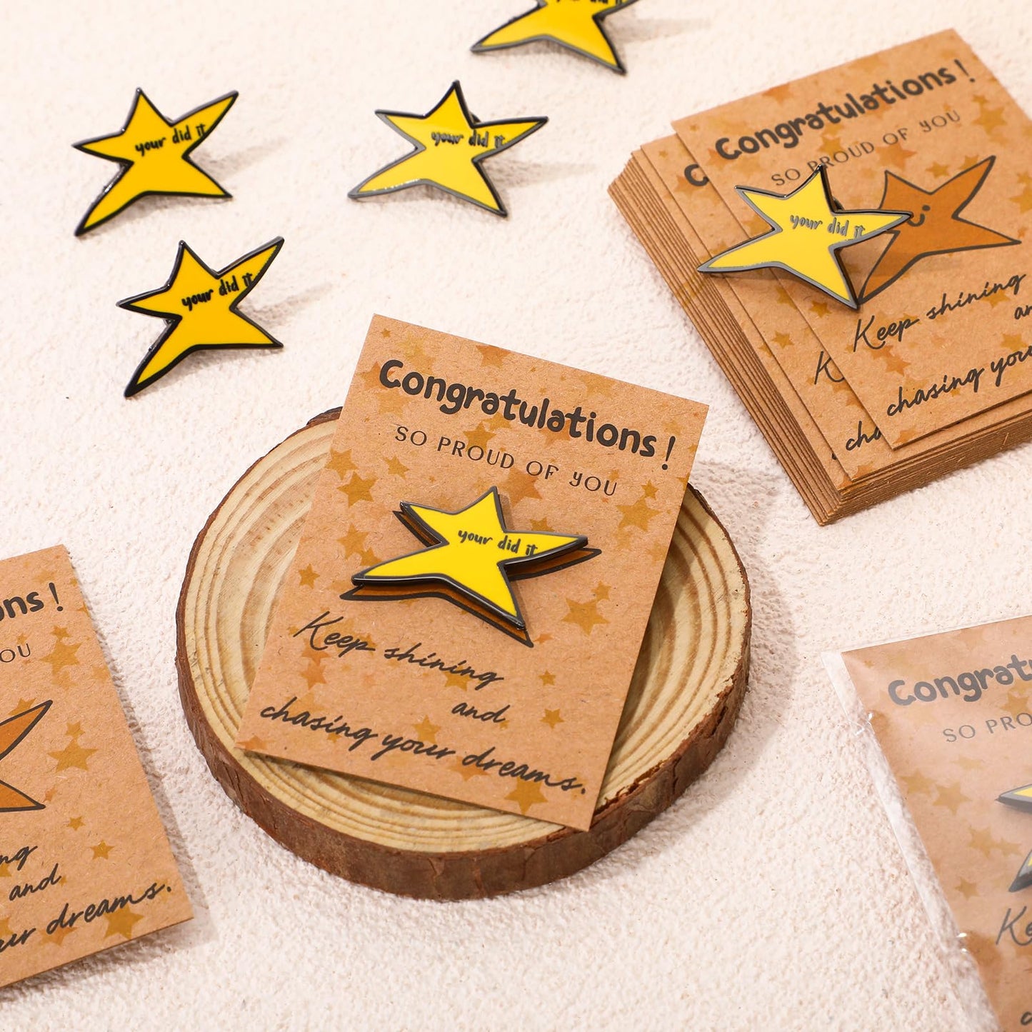 Yinkin 6 Sets Inspirational Your Did It Star Pins Bulk Gifts Funny Meme Enamel Lapel Pin Brooch Motivational Cards Gifts for Back to School Classroom Students Teachers Employee Coworker Appreciation