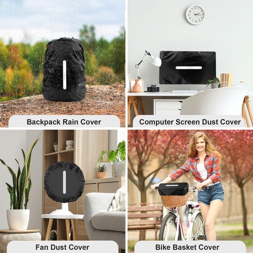 LAMA 2pcs Waterproof Rain Cover for Backpack, Reflective Rainproof Protector for Anti-dust and Anti-Theft M 30L-40L Black