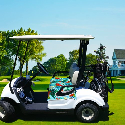 ENYORSEL Golf Cart Seat Covers, Blue Plants Golf Cart Seat Towel Blanket for All EZGO, Yamaha, Club Cars, Icon and More 2/4-seats Cart, 100% Microfiber, Essential Golf Cart Accessories, 51'' x 31''