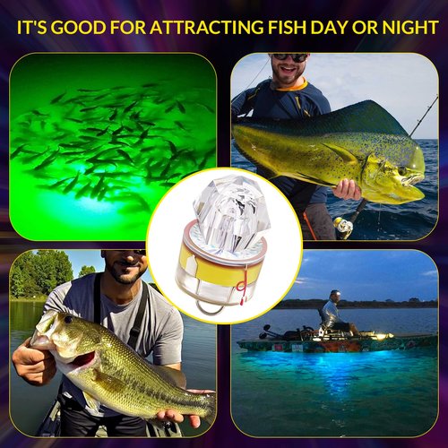 QualyQualy 6pcs LED Fishing Lures Deep Drop Fishing Lights Underwater Flasher Lights Bass Halibut Walleye Lures Attractant (Diamond Style-6packs)