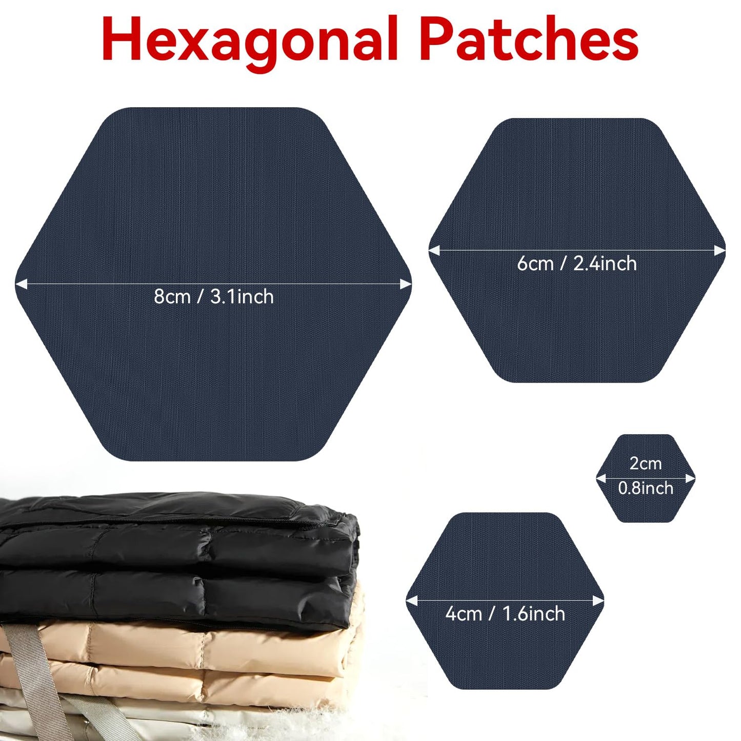 Harsgs Down Jacket Repair Patches, Self Adhesive Nylon Repair Patch, Pre-Cut Waterproof Repair Patches for Down Jackets Coats Clothing Tents Sleeping Bags, Blue 8pcs