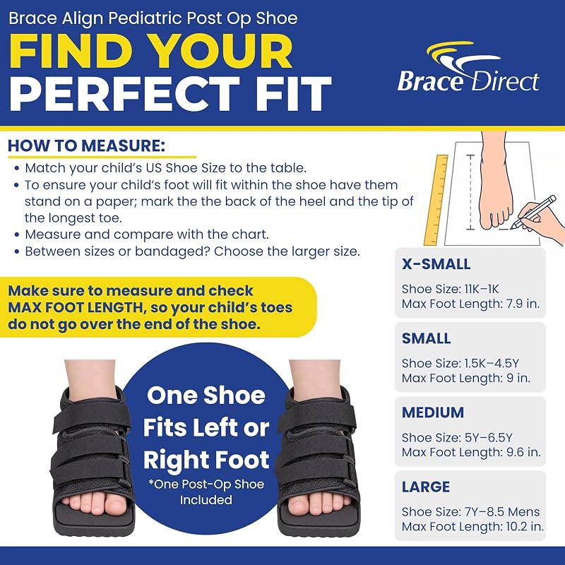 Pediatric Post Op Shoe for Kids - Recovery Shoe with 3-strap Adjustable Fit (S)
