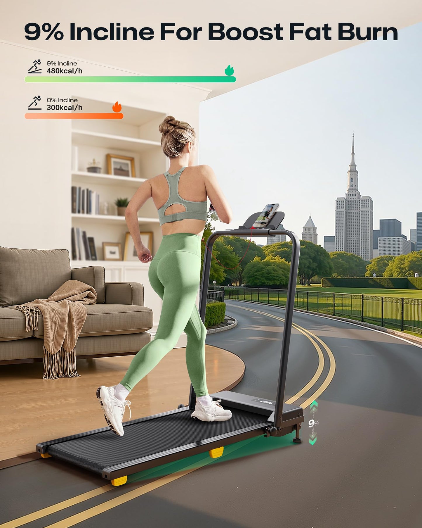 UREVO Walking Pad,Manual Incline Under Desk Treadmill with HIIT Program for Home and Office, 3 in 1 Foldable Treadmill with Remote Control, LED Display