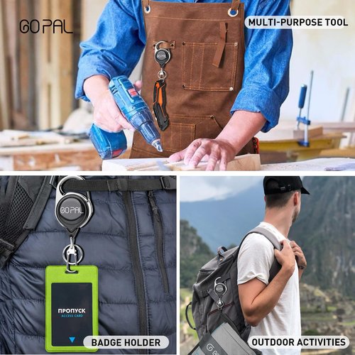 Gopal Fly Fishing Zinger Retractor: Retractable Keychain with 27.5" Durable Cord Badge Reel Lanyard - Fishing Rod Tether Accessories and Gear, 6 Pack