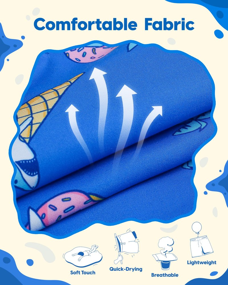 maamgic Boys Swim Trunks Toddler Swim Shorts Little Boys Bathing Suit Swimsuit Toddler Boy Swimwear Ice Cream Blue 4T