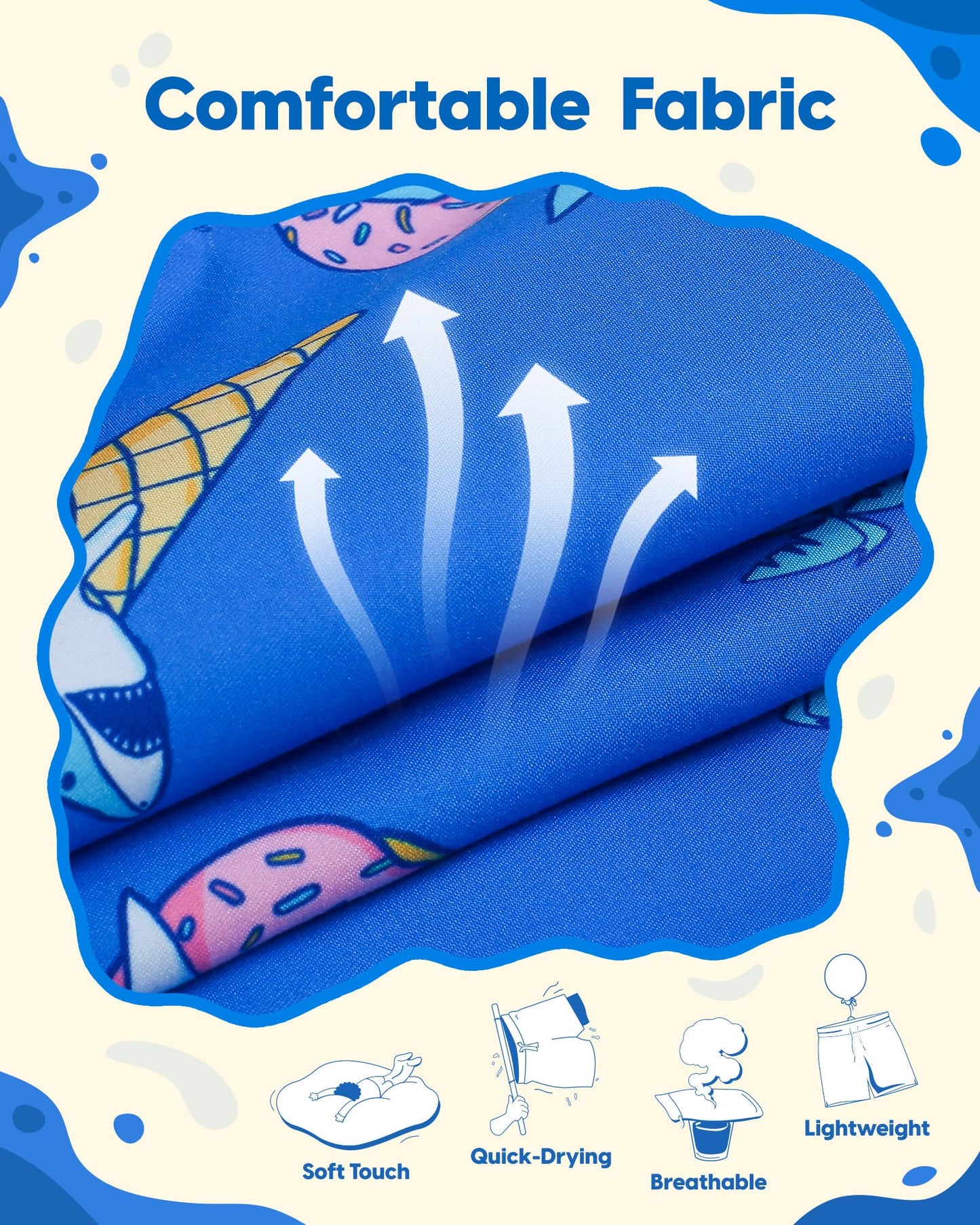 maamgic Boys Swim Trunks Toddler Swim Shorts Little Boys Bathing Suit Swimsuit Toddler Boy Swimwear Ice Cream Blue 5-6 Years