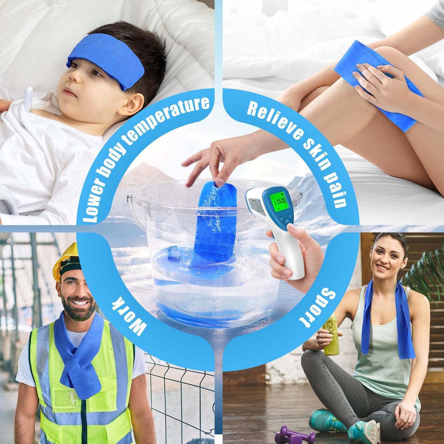 3 Pack Lengthened PVA Cooling Towels for Neck and Face,Instant Ice Cooling Neck Wraps with UPF 50+,Cooling Rags Long-Lasting for Hot Weather,Mini Neck Coolers for Summer Heat
