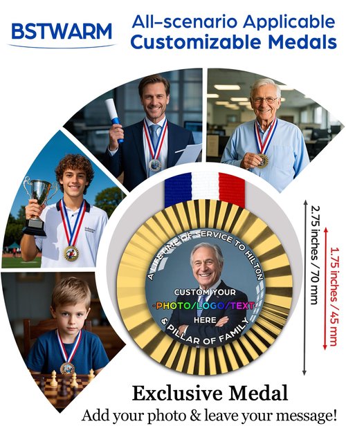 BSTWARM Custom Medals ??Design Your Own Personalized Award with Your Text, Logo, or Image (Gold)