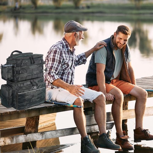 MATEIN Fishing Backpack, Water Resistant Fishing Tackle Box Bag with Rod Holders & Cooler, Gear Gifts for Men