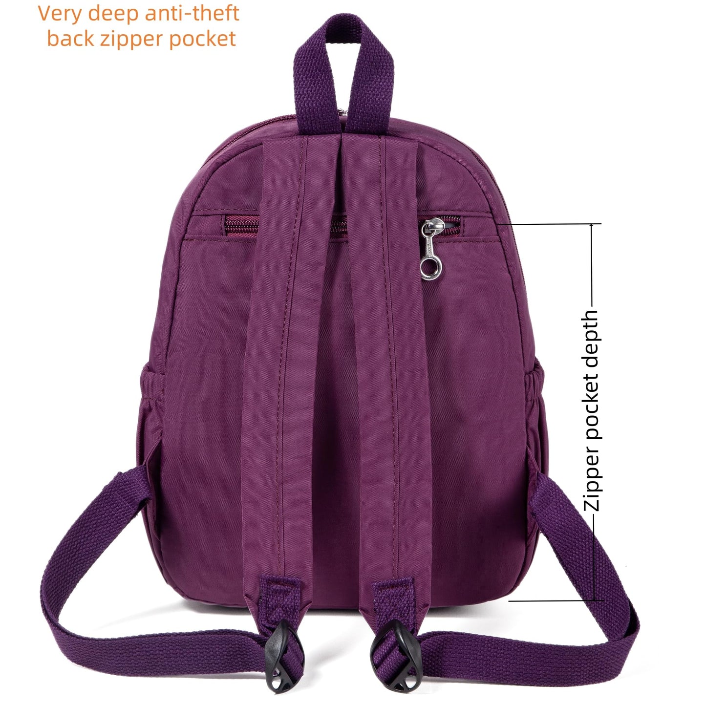 AOTIAN Mini Lightweight 11.8 Inch Backpack Durable Travel Hiking Women and Girls Small Daypack, 7 Liters Purple