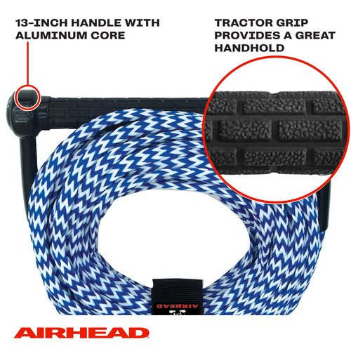 Airhead Water Ski Rope, Tractor-Grip Handle, 1 Section, 75-Feet,Blue and White