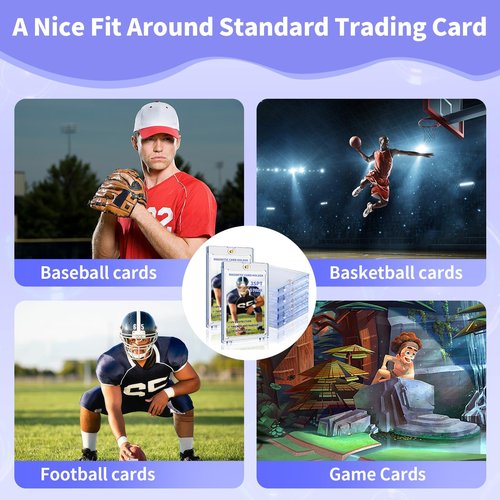 Magnetic Card Holders for Trading Cards, 8 Pack 35pt Sports Card Holder, UV Protection Plastic Hard Card Protector Clear Card Slabs for Collectible Baseball Cards, Game Cards