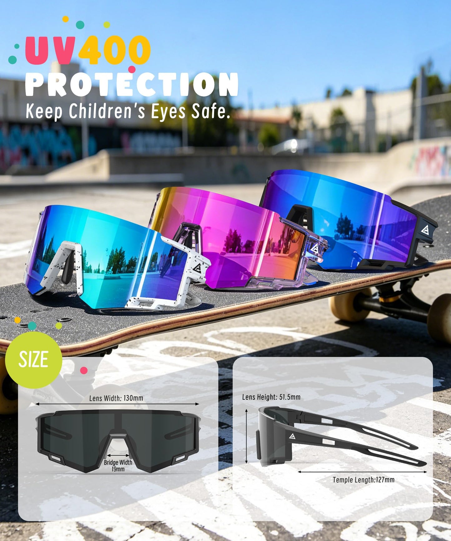 KALIYADI Polarized Kids-Sunglasses Sports Sunglasses-for-Kids: Boys Girls Sun Glasses with UV400 for Running Cycling Age 6-14