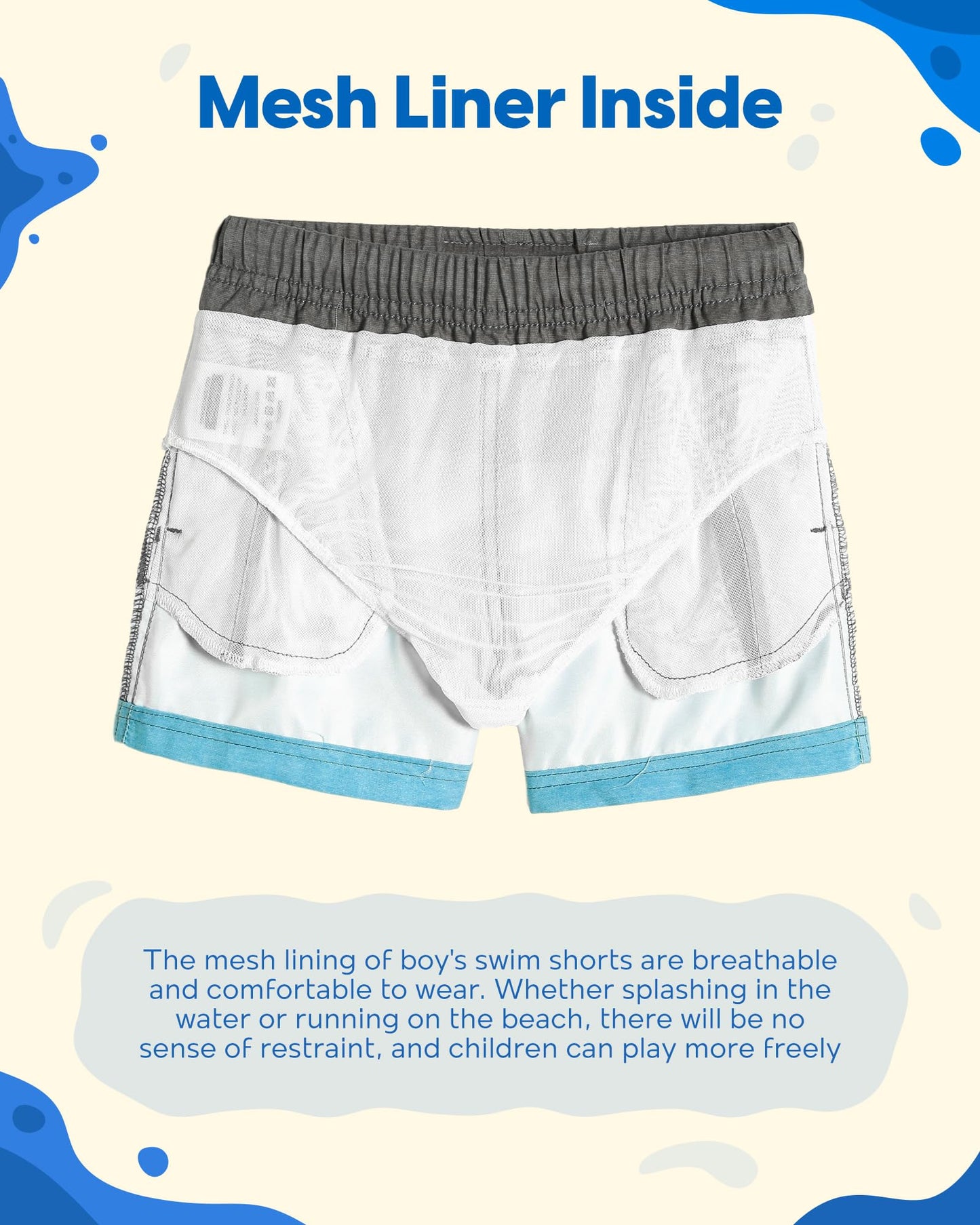 maamgic Boys Swim Trunks Toddler Swim Shorts Little Boys Bathing Suit Swimsuit Toddler Boy Swimwear,Stripe Grayblue,5 T
