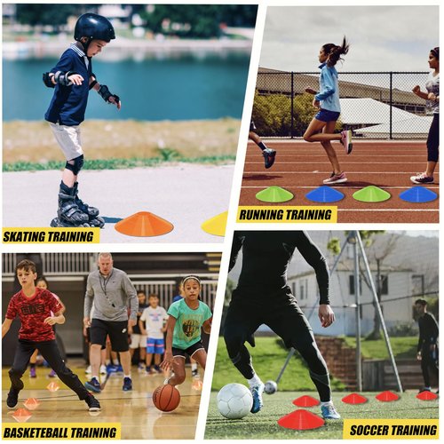 MIVERYEA 25/50 Pack Disc Cones for Sports Drills, Agility Training Cone for Soccer, Football, Basketball, Coaching, Practice Equipment with Carry Bag and Holder, 5 Color