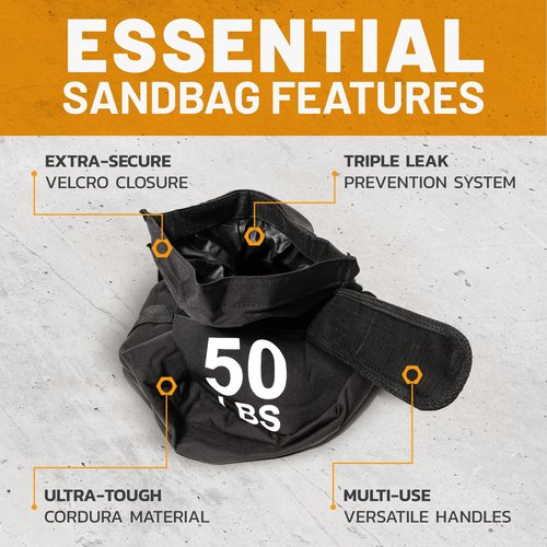 Sandbags for Working Out [Bells of Steel] Workout Sand Bag, Strongman, Commercial and Home Gym Sand Bags for Weight Training with Handles for Fitness - 100 lb