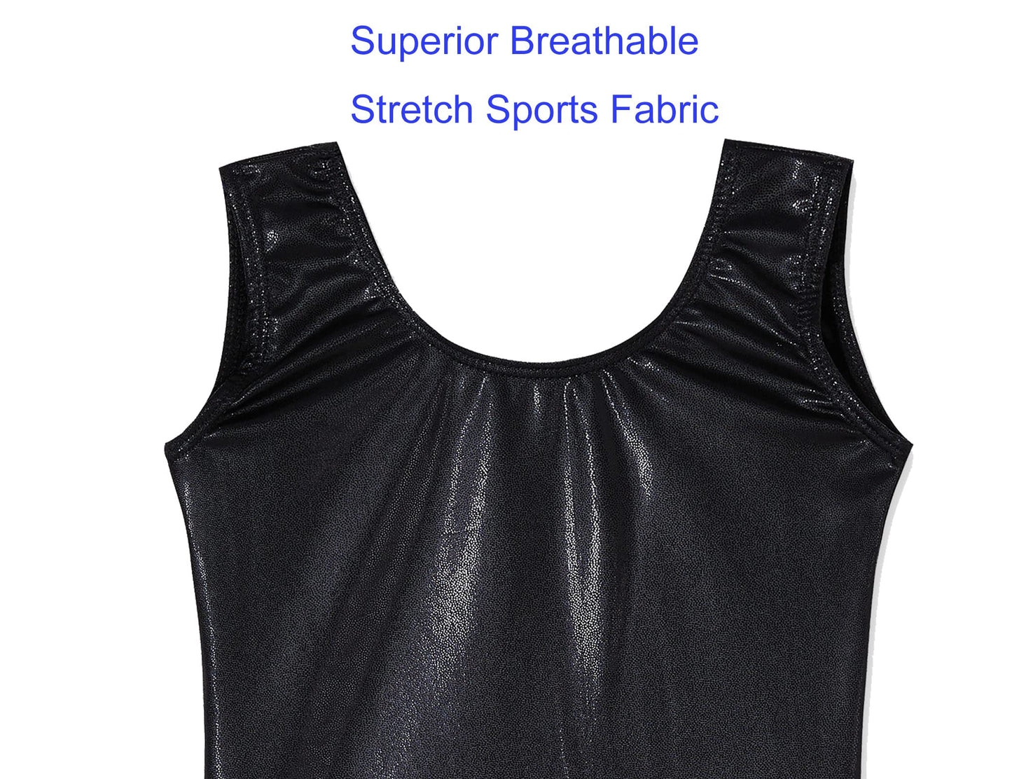 Domusgo Gymnastics Leotards for Girls 8-9 Years Old Black Sparkly One Piece Tumbling Outfits