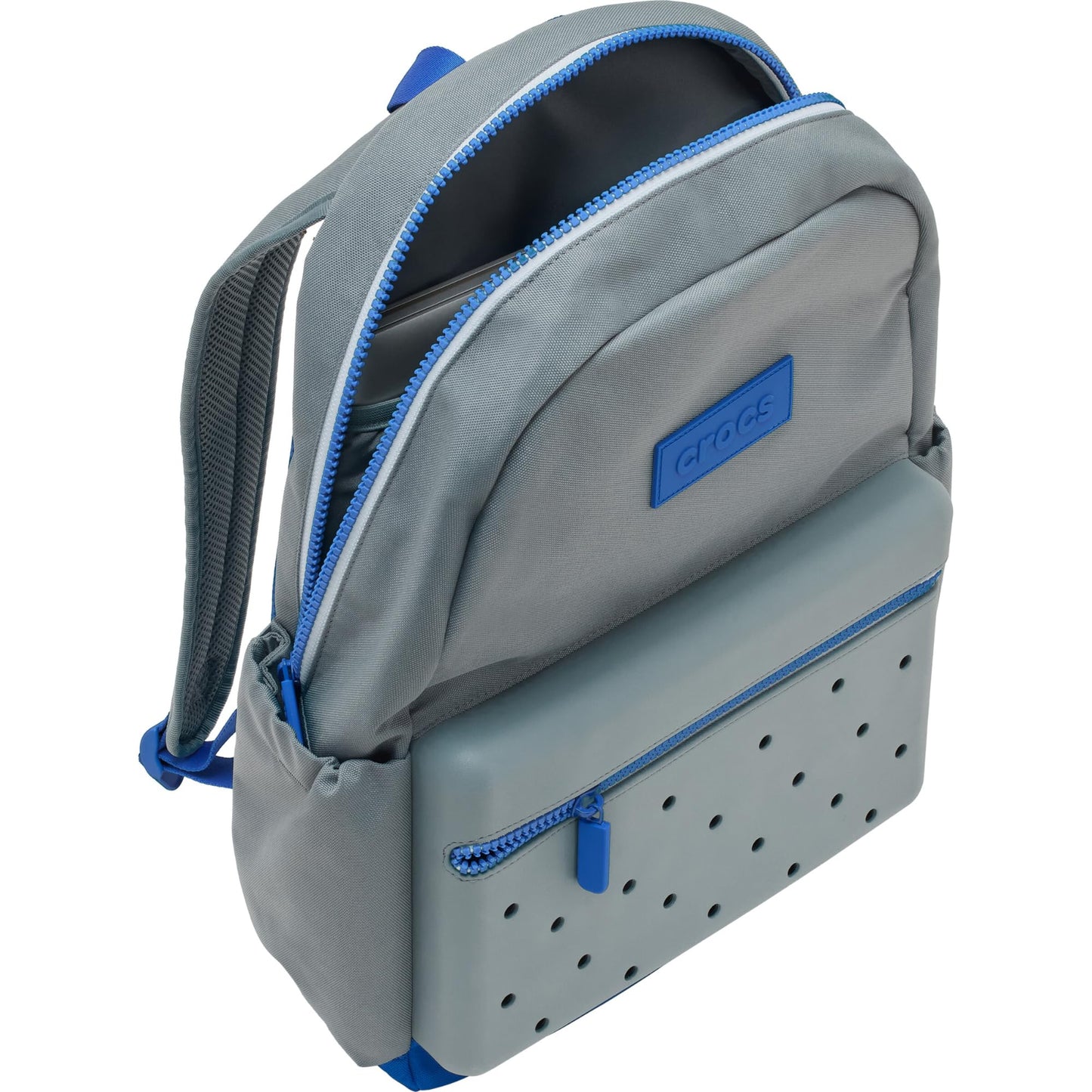 Crocs Nylon Backpack, Personalize with Jibbitz Charms, Grey/Multi, One Size