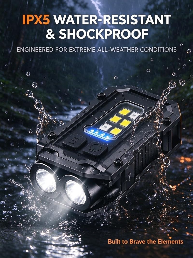 2 Pack 500LM Magnetic USB-C Running Light with Arm Band – Hands-Free LED Headlamp