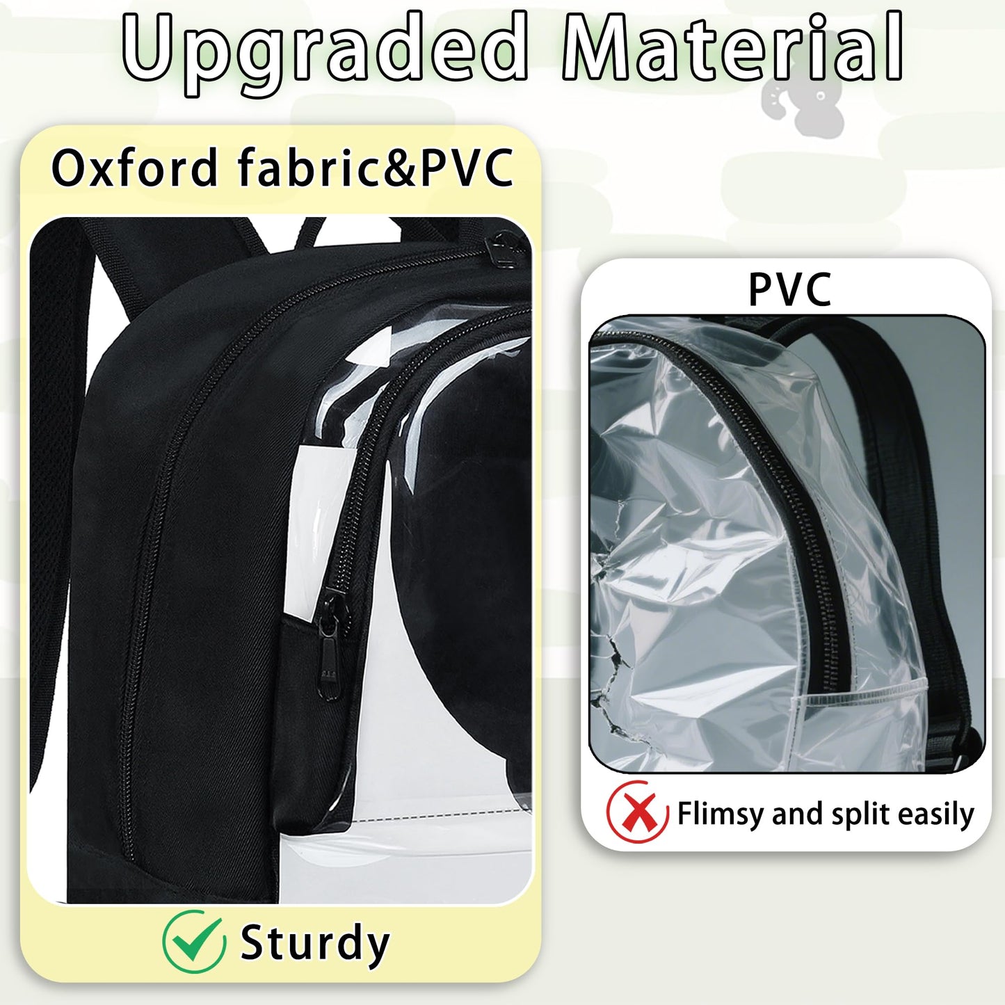 YOLIBON Clear Backpack Heavy Duty,18'' Large Clear Backpack with Multiple Pockets,See Through Bookbag for Boys & Girls,College Work Security,Black