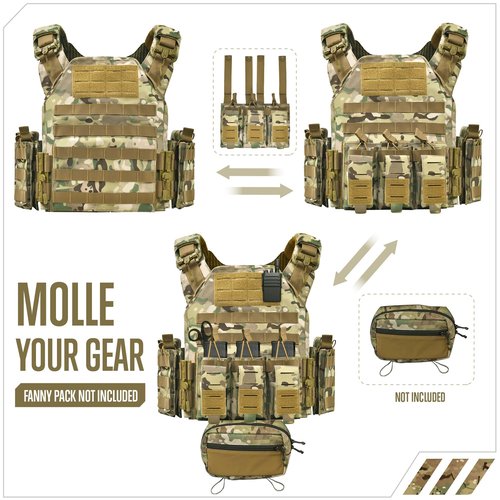 MOCHAR Quick Release Tactical Vest Camo Weighted Vest for Men 1000D Tactical Gear for Outdoor Training Hunting Gaming