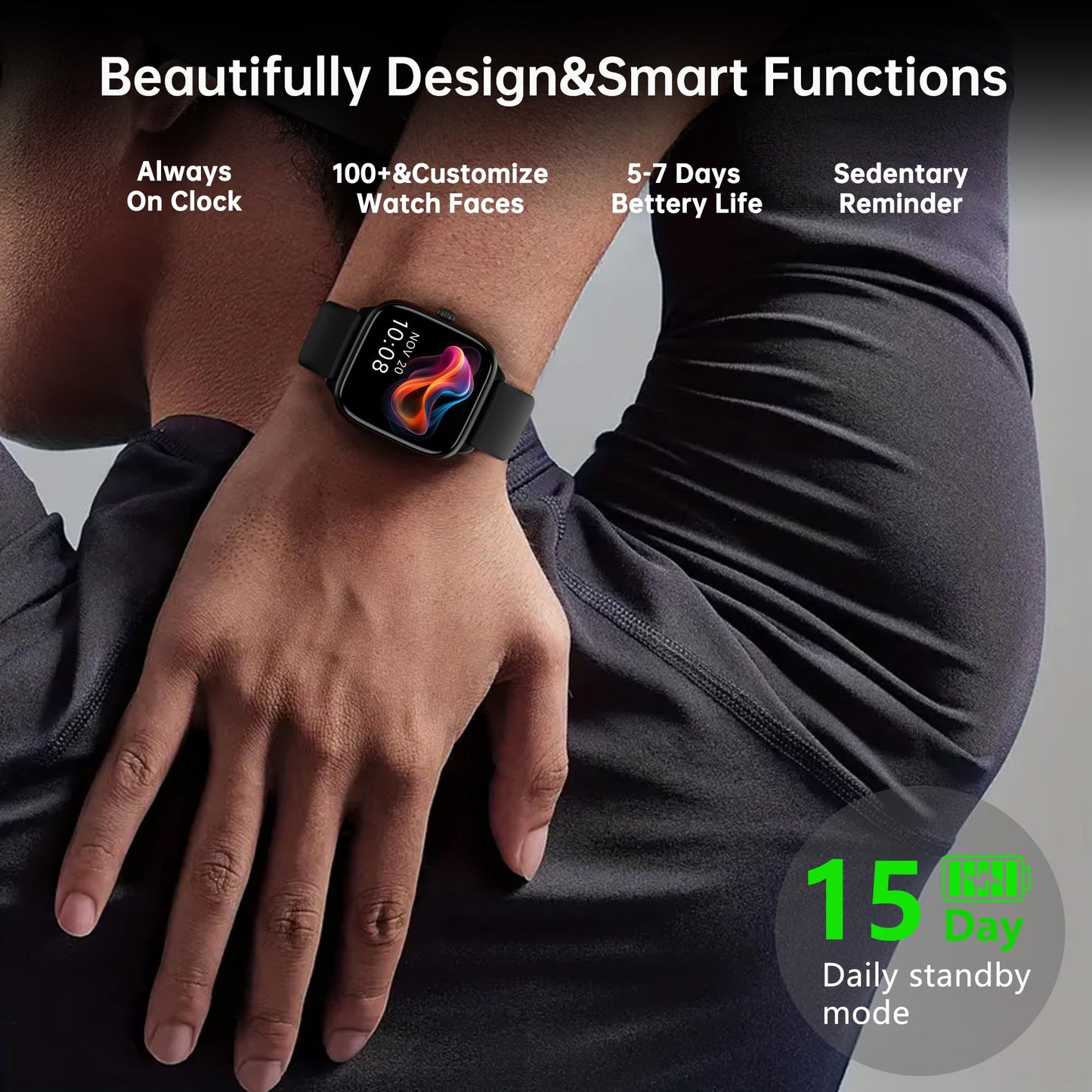 Sunorshop Fitness Tracker Answer/Make Calls, Smart Watch with Blood Pressure, Blood Oxygen, 24/7 Heart Rate Monitor, 120+ Sport Mode Activity Tracker, Waterproof Sleep Tracker for Women Men