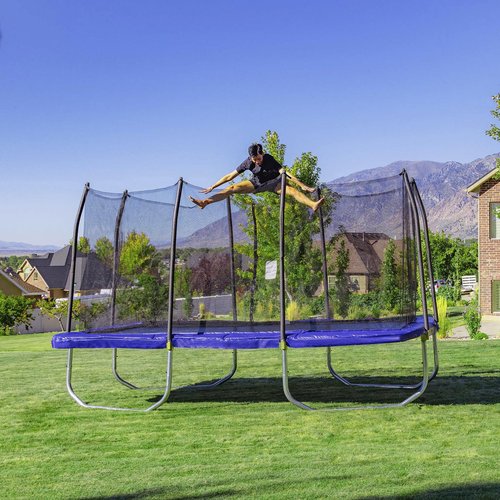 Skywalker Trampolines 9x15 FT Rectangle Trampoline with Safety Net, ASTM-Approved Outdoor Backyard Fun for Kids & Teens