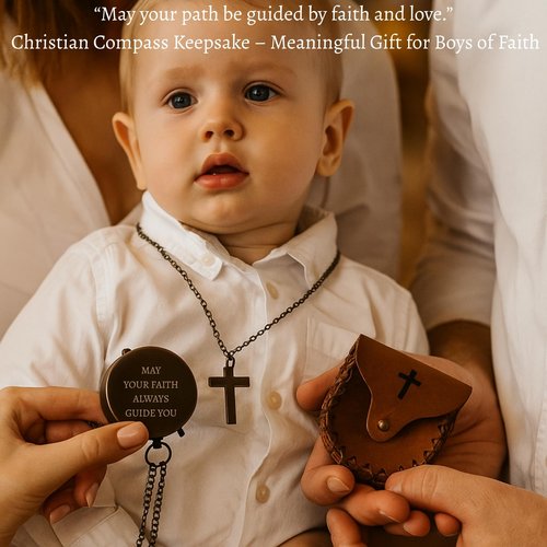 Baptism Gifts for Boys – Engraved Compass with Scripture – Christian & Catholic Keepsake for Christening, First Communion Gifts for Boys, or Confirmation – Gift for Godson, Son, or Men