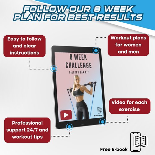 FITI DARE Multifunctional Pilates Bar Kit with Resistance Bands (25,30,35lb) and Videos | Portable Workout Equipment Home Gym for Women & Men of All Heights | Full Body Fitness Exercise Set