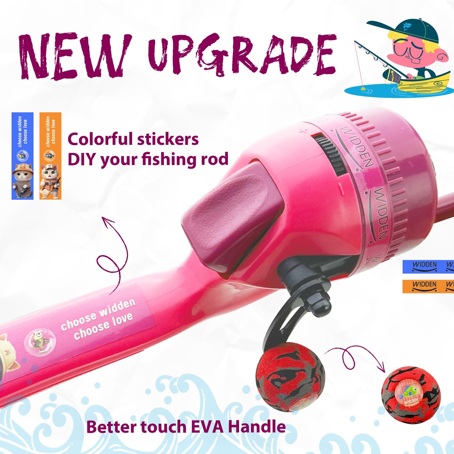 WIDDEN Kids Fishing Pole, Telescopic Fishing Rod, Toddler Collapsible Fishing Rod and Reel Combo with Tackle Box, Fishing Line, Bobber, and Soft Lures for Boy, Girl, Youth, Beginner, Over 3 Years Old