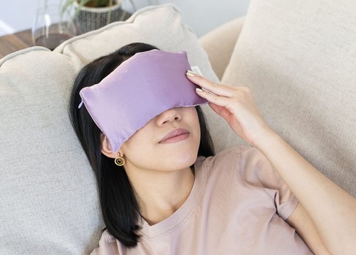 DreamTime Weighted Eye Pillow, Flaxeed Filling with Lavender Aromatherapy, Herbal Face and Sleep Mask, Cold Therapy, Soft Silky Spa Pillow for Relaxation and Meditation, Purple