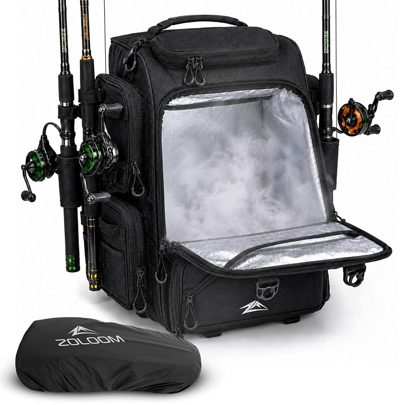 Waterproof Fishing Backpack with Rod Holders - 40L Tackle Bag with Rain Cover (Variation: Fishing Backpack Only)