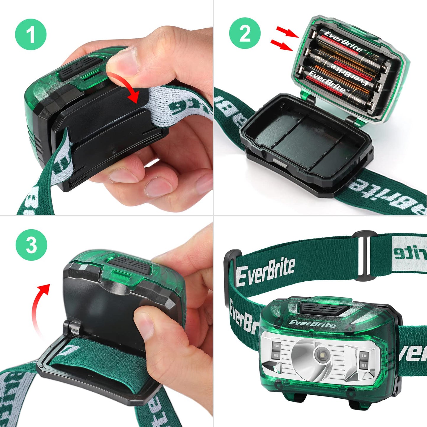 EverBrite Headlamp, 2 Pack Kids Headlamp with Red Light and Memory Function, Head Lamp for Adults and Kids with 5 Modes, Bright Headlamps for Camping, Running, Christmas Gifts, Batteries Included