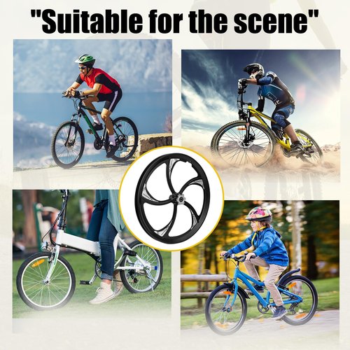ZUKKA Bike Wheel Set 20 Inch Magnesium Alloy One-Piece Bike Wheels 5 Spokes Rim with Disc Brake & Freewheel Hub for Single Speed or 6-11 Freewheel Quick Release Axles,for Mountain/Folding/Kids Bikes