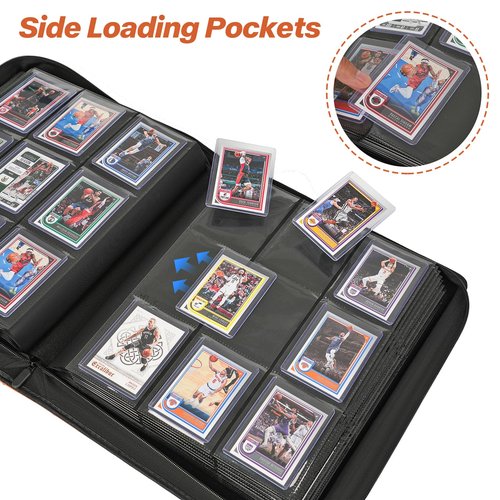 Sibonic 9 Pocket TopLoader Binder, Holds 360 3”x4” Toploader Hard Cases, Sleeves Card Collection Binder, 20 Double Sided Pages, Compatible with Trading & Sports Holder - Orange