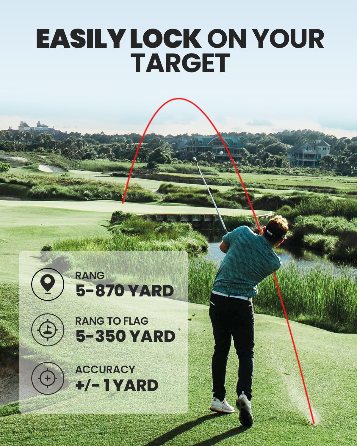 ACEGMET PF2C Golf Rangefinder with Slope, 0.3s Flag Pole Locking Vibration, ±1yd Accuracy, 870 Yards Rechargeable Laser Range Finder Golf, Golf Accessories for Men
