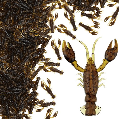 Soulchen 80 Pcs Micro Craw Scented Drop Shot Crappie Brown Fishing Soft Plastic Bait Bass Crawfish Lures Crappie Worms Lure Bait Fishing Equipment Set