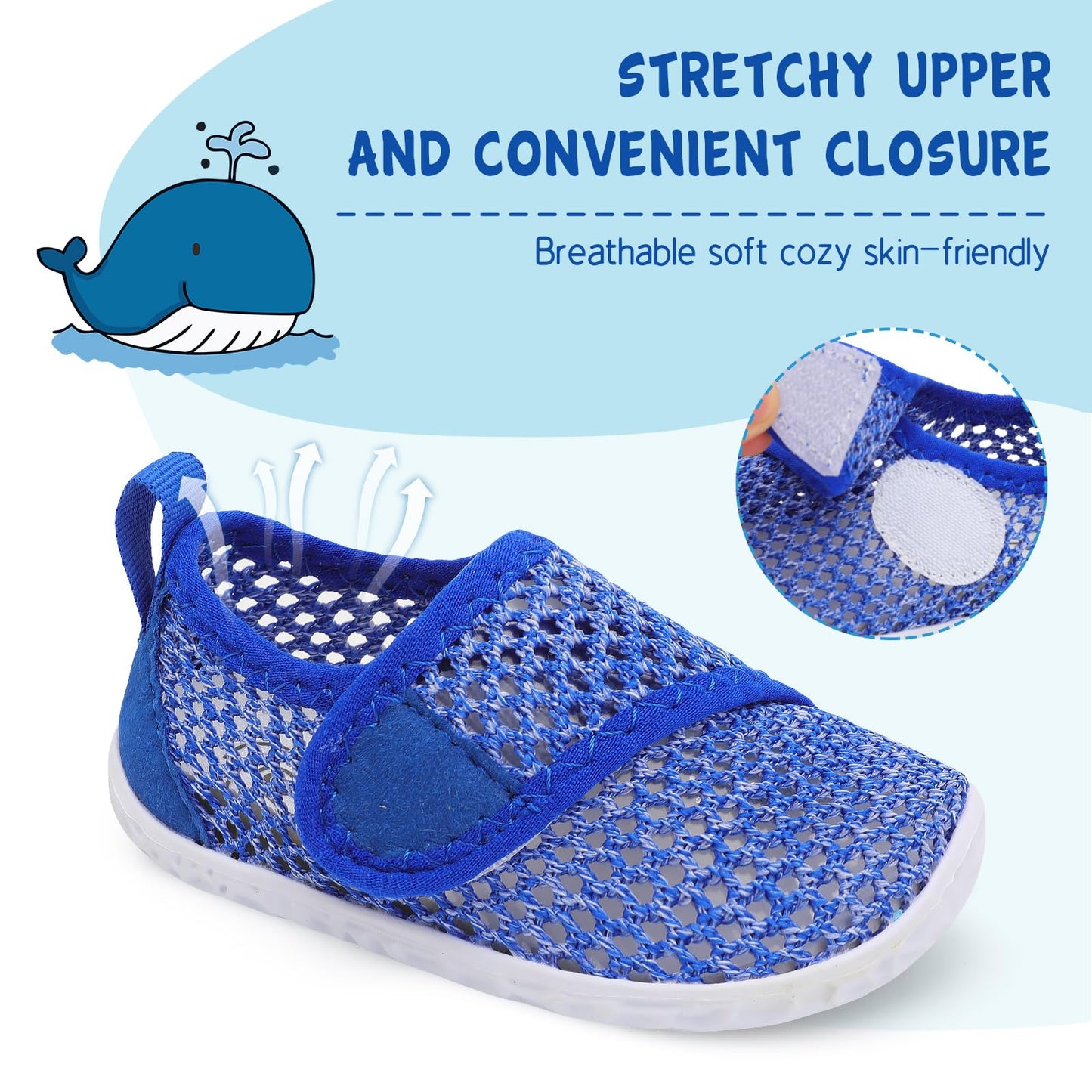 LeIsfIt Toddler Water Shoes Girls Boys Swim Shoes Kids Quick-Dry Breathable Aqua Socks Lightweight Non-Slip Barefoot Beach Shoe, Dark Blue, 5 Toddler