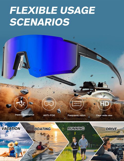Paulburry Sport Cycling Sunglasses for Men - Women 3 Pack Baseball Shades Sports Glasses for Running MTB Bike Softball
