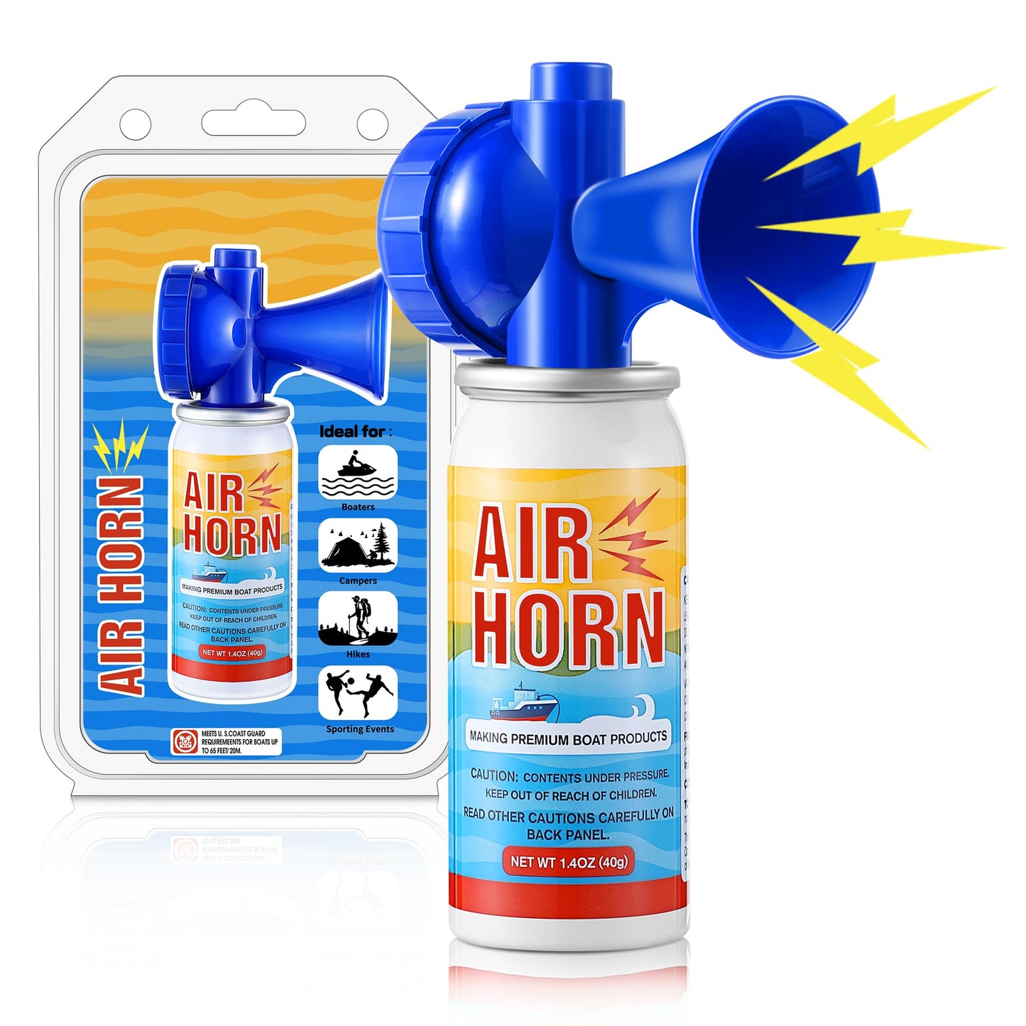 ElectricWise 1 Pack 1.4oz Mini Air Horn, 122DB Very Loud Air Horns Can, Marine Boat Horns for Safety, Meet Coast Guard, Fog Blow Horn Boat Accessories, Ideal for Boating, Camping, Hiking