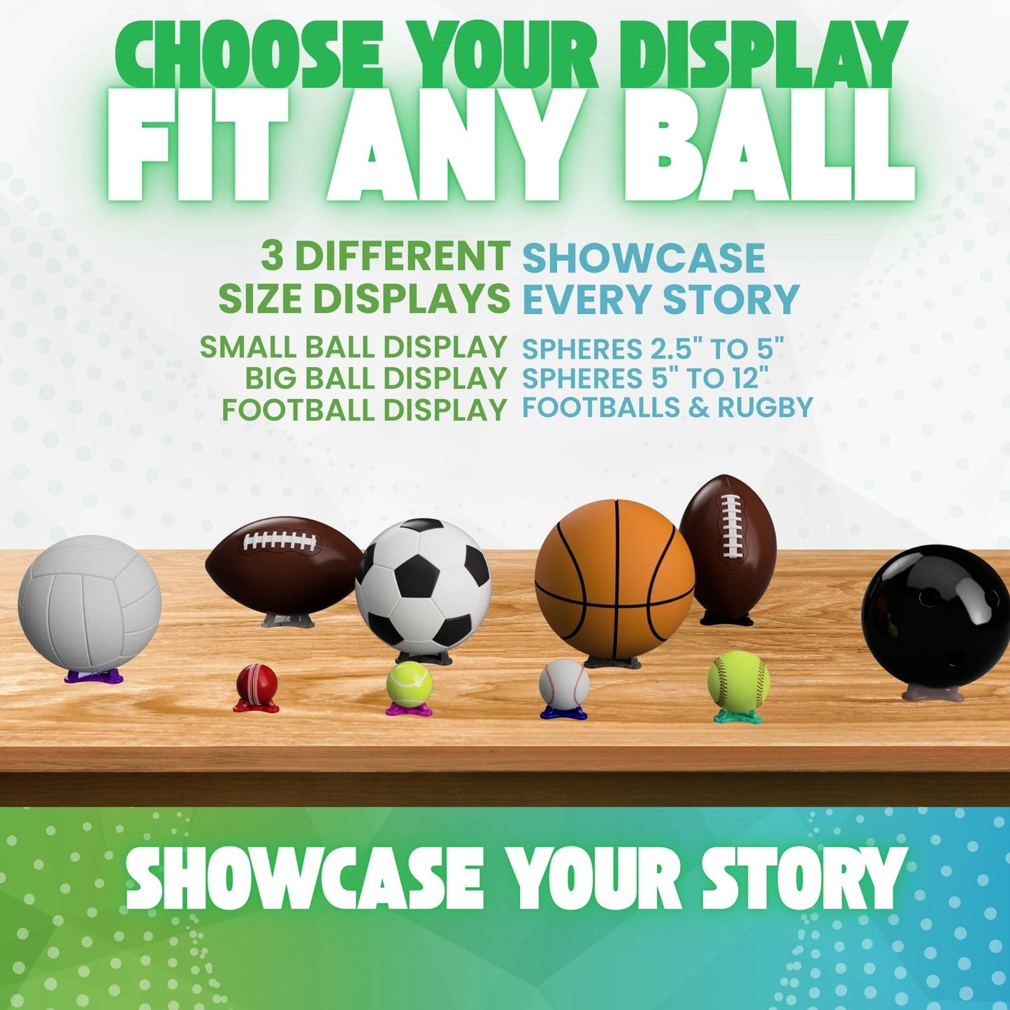 Radiant Displays Football Display Stand – Black – Premium Holder for Footballs & Rugby Balls – Vertical & Horizontal Display – Made in USA – Showcase Autographed, Signed & Collectible Balls