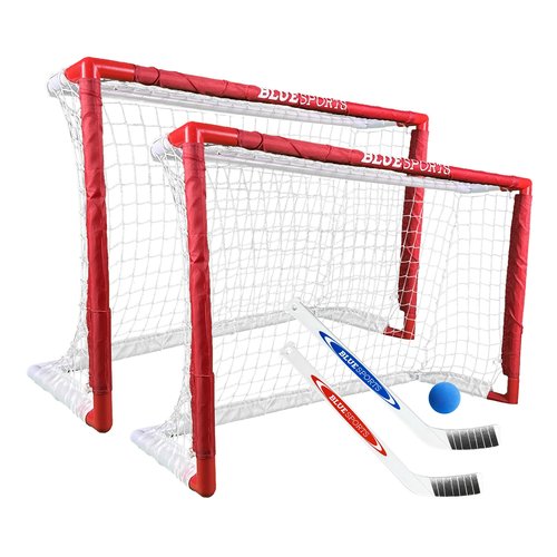 Sports Mini Hockey Goal Set - Indoor & Outdoor Hockey Set - Goalie Equipment with 2 Mini Goals, 2 Mini Sticks & 1 Foam Ball