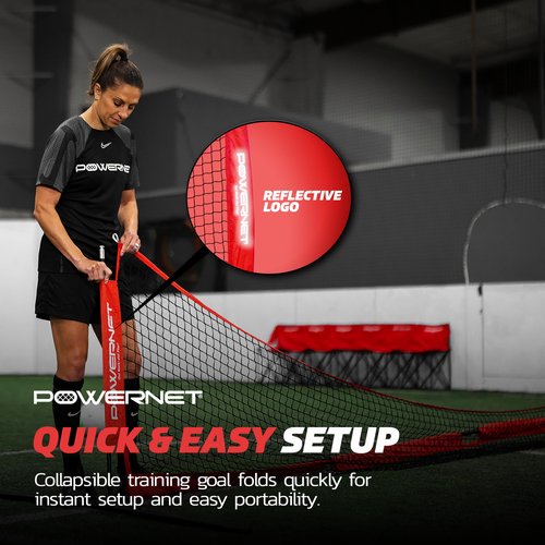 PowerNet Portable Soccer Tennis Net & Pickleball Net, Durable Weighted Metal Base, Quick Setup in Driveway, Backyard & Beach, Indoor & Outdoor Training Equipment, Includes Carry Bag (12 FT)