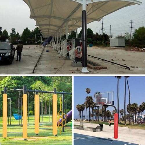 60 Inch Tall Round Pole Padding - Heavy Duty 2” Thick Foam Wrap Around Round and Square Post Pad for 3-4” Diameter Basketball Pole, Swing Pole, Electric Pole & More,Easy Install with Unique Design
