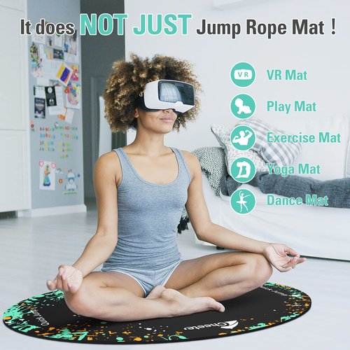 Jump Rope Mat Large Rubber Exercise Mat Rope Skipping Workout Mats for Home Gym Flooring Non-Slip Oval Design for Floor & Rope Protection VR mat Green