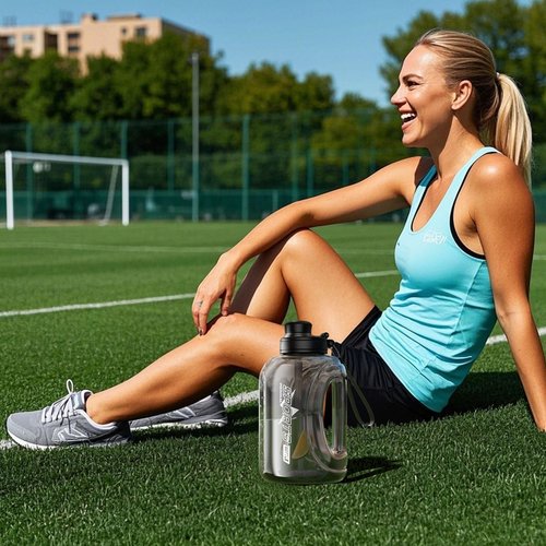 Lizhluzh Large Water Bottle with Measurements, 95 OZ/ 2.8 L Gym Water Bottle with Straw, Gallon Water Jug Bottle with Handle & Portable Strap for Gym, Outdoor Sports