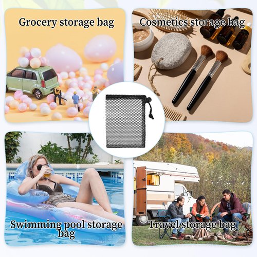 Styquenzer 6 PCS Small Mesh Bags Drawstring, 6 X 4 Inch Black Small Mesh Bag, Mini Nylon Net Bags, Portable Nylon Storage Bag for Travel Candy Cosmetics