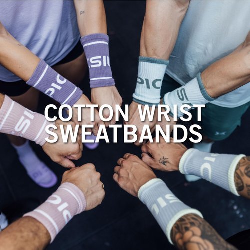 PICSIL Cotton Wrist Sweatbands, Absorbent and Stretchable Wrist Bands for Working Out, Wrist Sweat Bands for Fitness and Tennis, Anti Chafing Wristbands for Men and Women, 1 Pair (Tan)